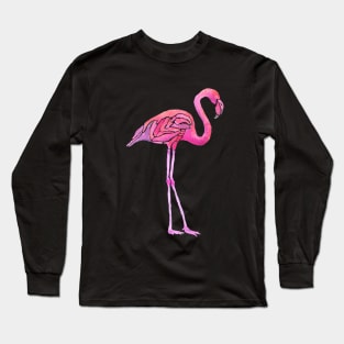 Flamingo Party on dark blue Long Sleeve T-Shirt